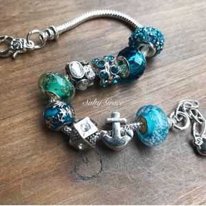 Mermaid Charm bracelet beach ocean blue